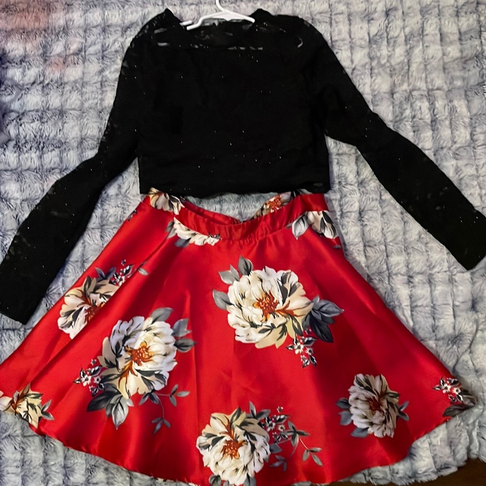 City studio black and red 2 piece dress